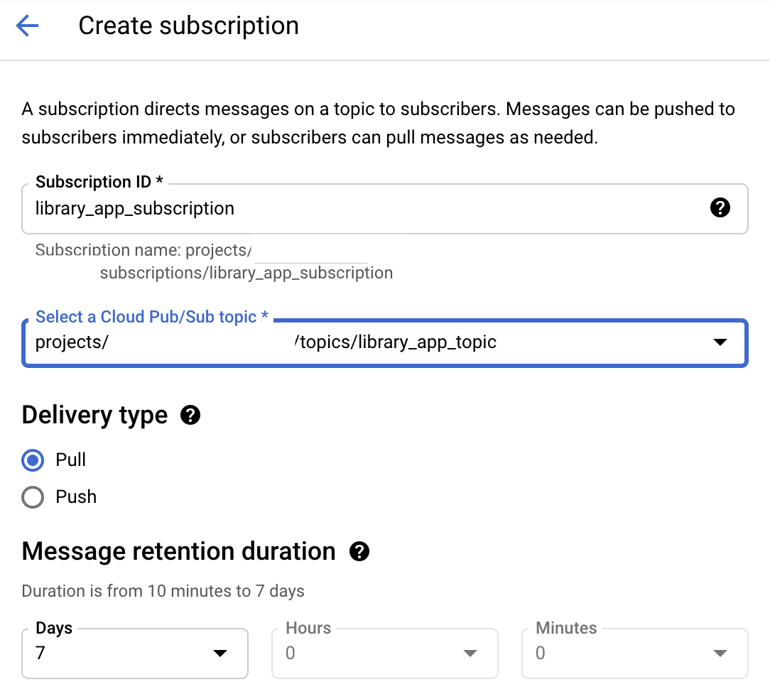How to create a PubSub subscription