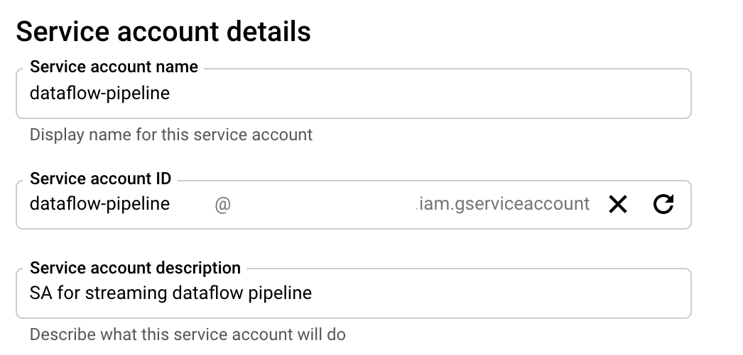 Service Account details